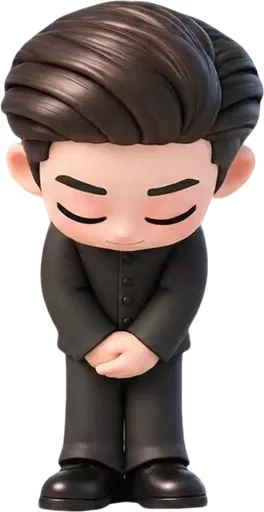 梅博士表情包 · 低头合手站立