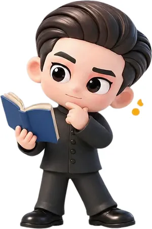 梅博士表情包 · 持书本托腮思考